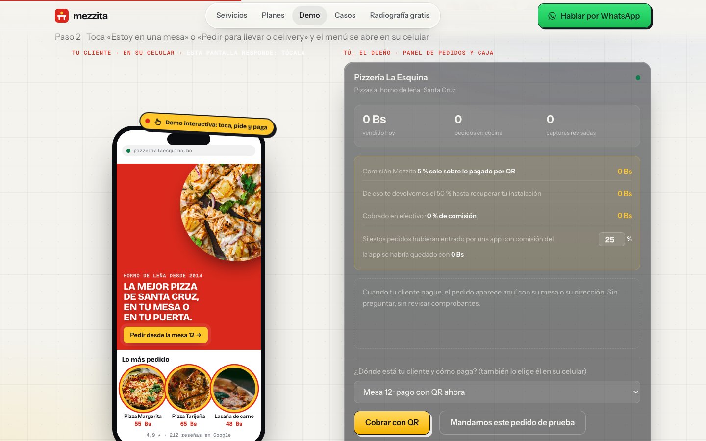 Demo de pedidos con QR: menú web en el celular y Panel de pedidos y caja